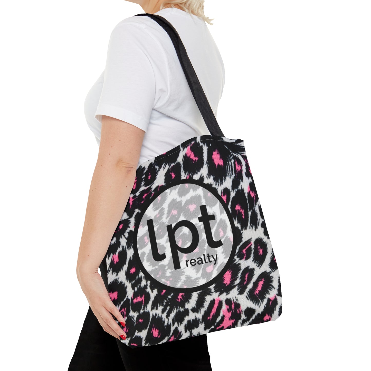 LPT Realty Logo with Fierce Femininity Pink and Black Leopard Print - Canvas Tote 3 Sizes