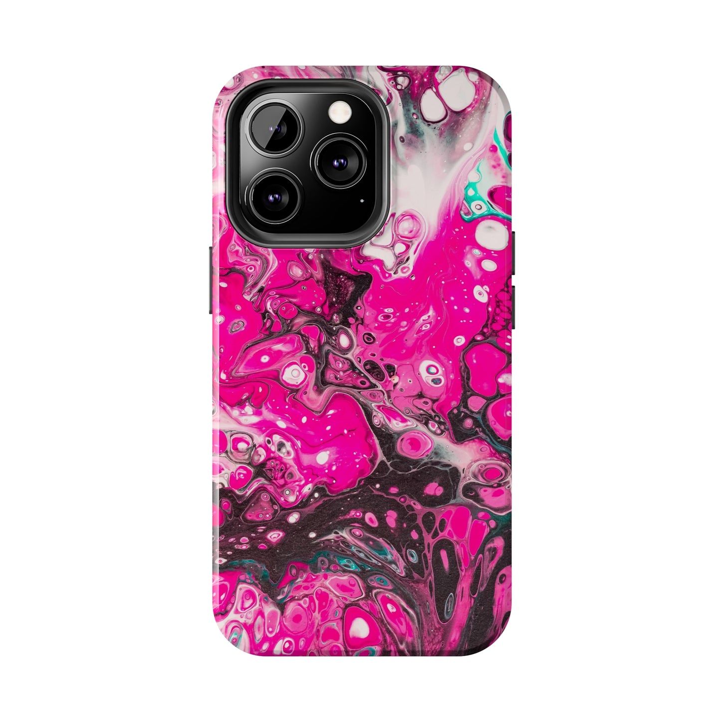 Pink, Black and White Alcohol Ink Design Iphone Tough Phone Case