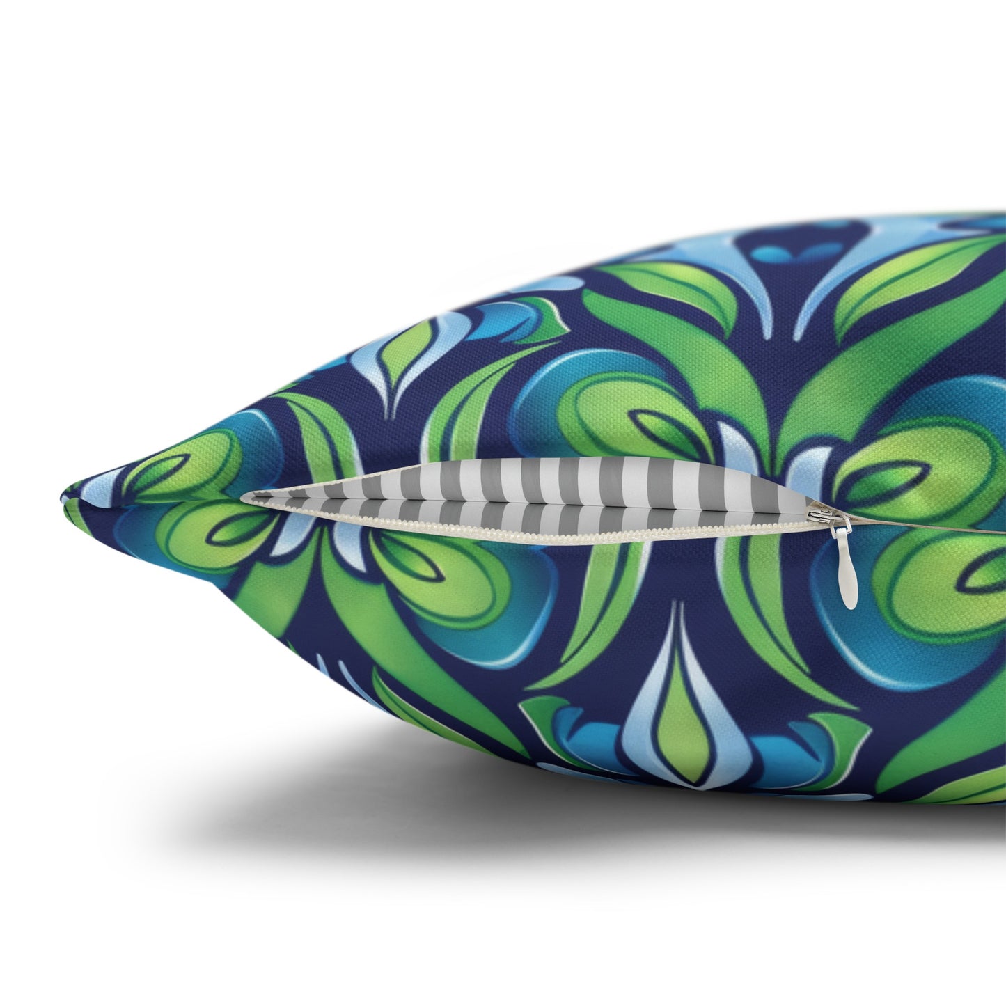 Retro Abstract Blue and Green Floral Pattern Spun Polyester Square Pillowcase 4 Sizes