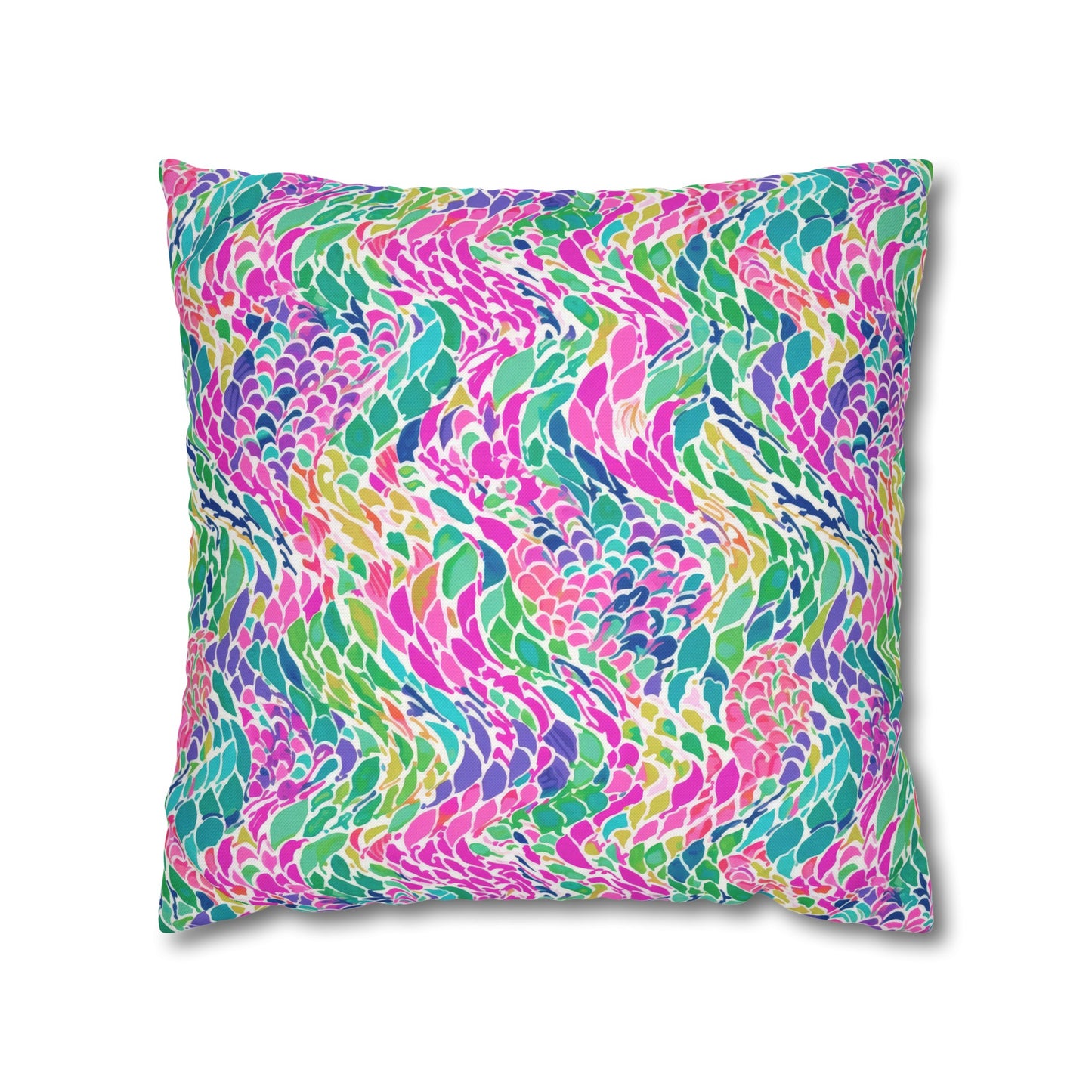 Enchanted Waves: Rainbow Mermaid Dancing in the Sea Spun Polyester Square Pillowcase 4 Sizes