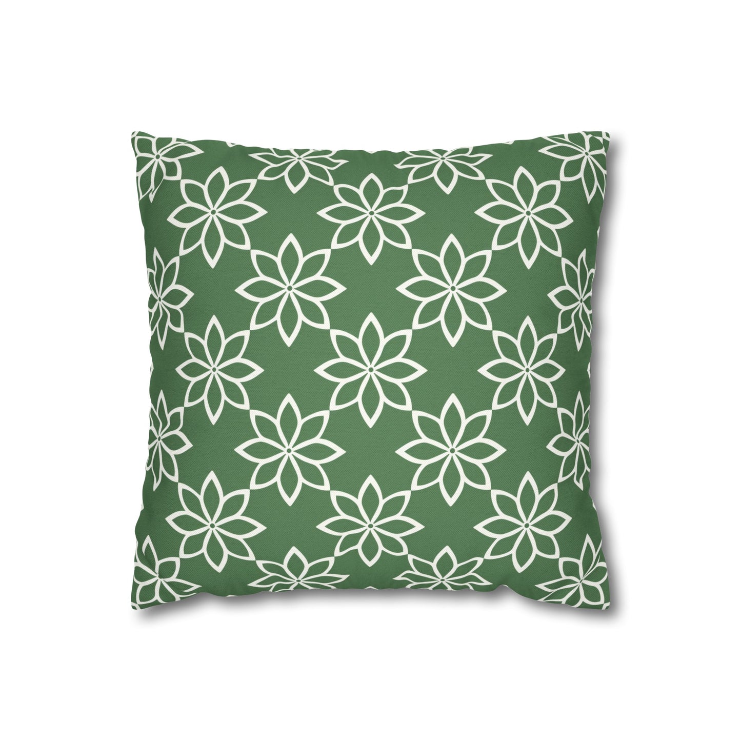 Modern Minimalist Green and White Geometric Floral Design Spun Polyester Square Pillowcase 4 Sizes