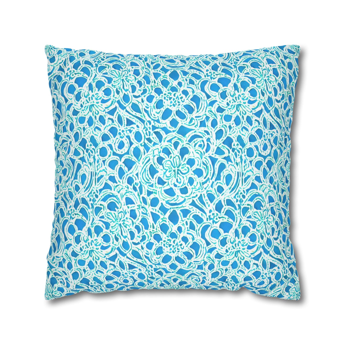 Luminous Swirls: Abstract Watercolor Floral Patterns in Lime Green and Blue Spun Polyester Square Pillowcase 4 Sizes