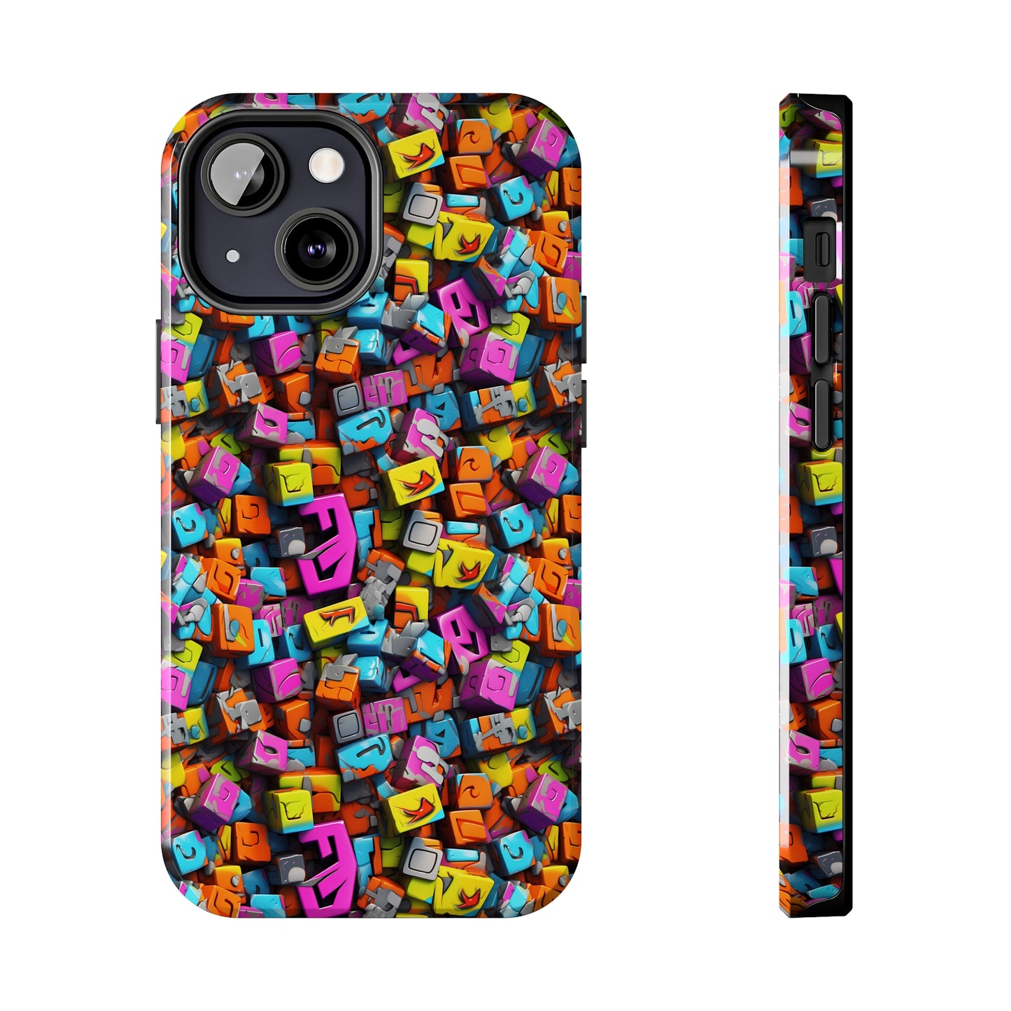 3D Abstract Colorful Block Design Iphone Tough Phone Case