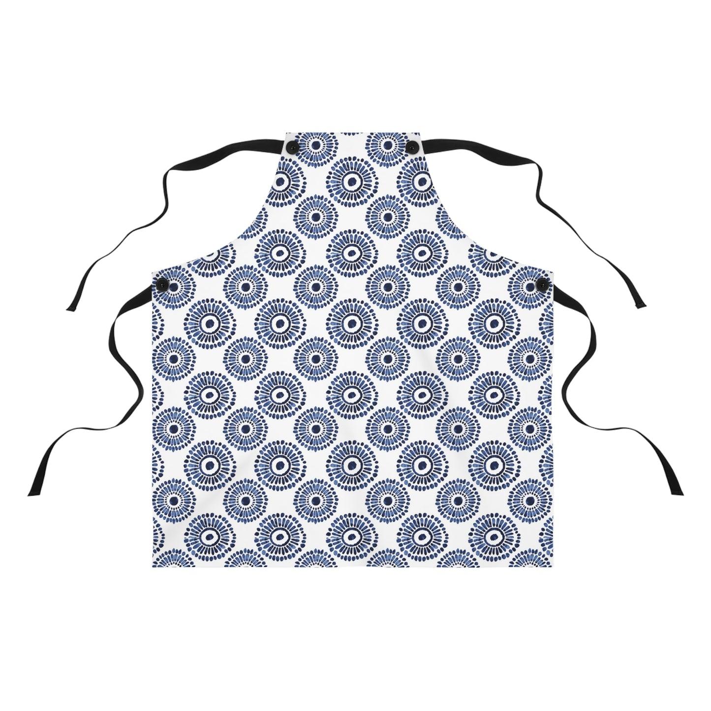 Indigo Sunburst Simple Folk-Inspired Dot Pattern Design Kitchen Chef Apron