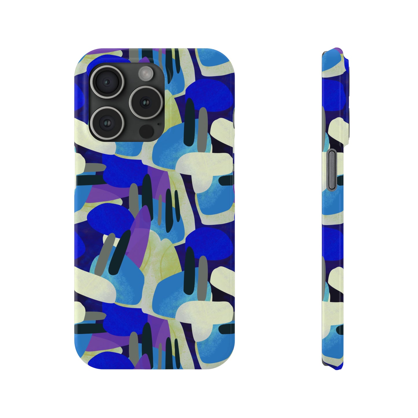 Blue, Purple and Green Abstract Design Iphone 15-12 Slim Phone Case