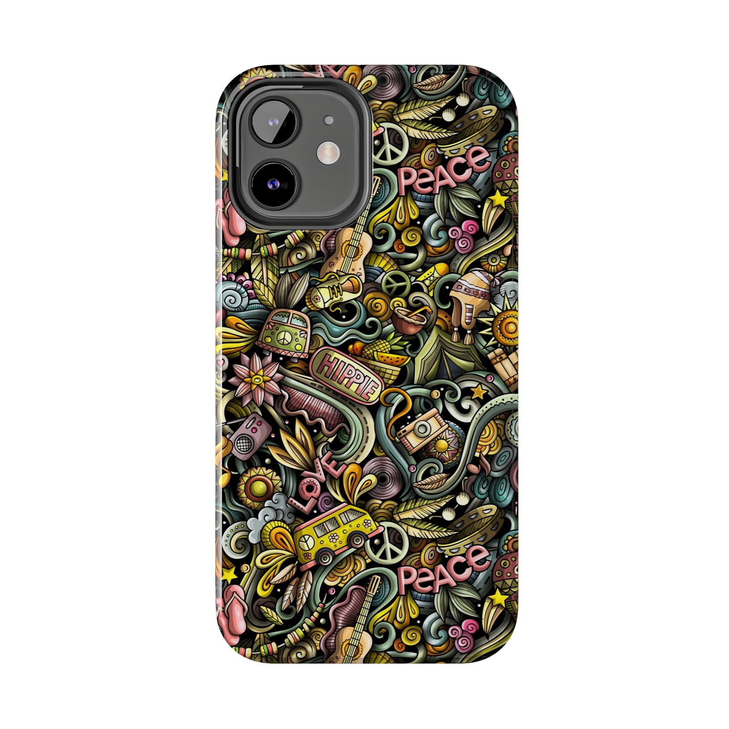 Peace, Love & VW Fun Cartoon Design Iphone Tough Phone Case