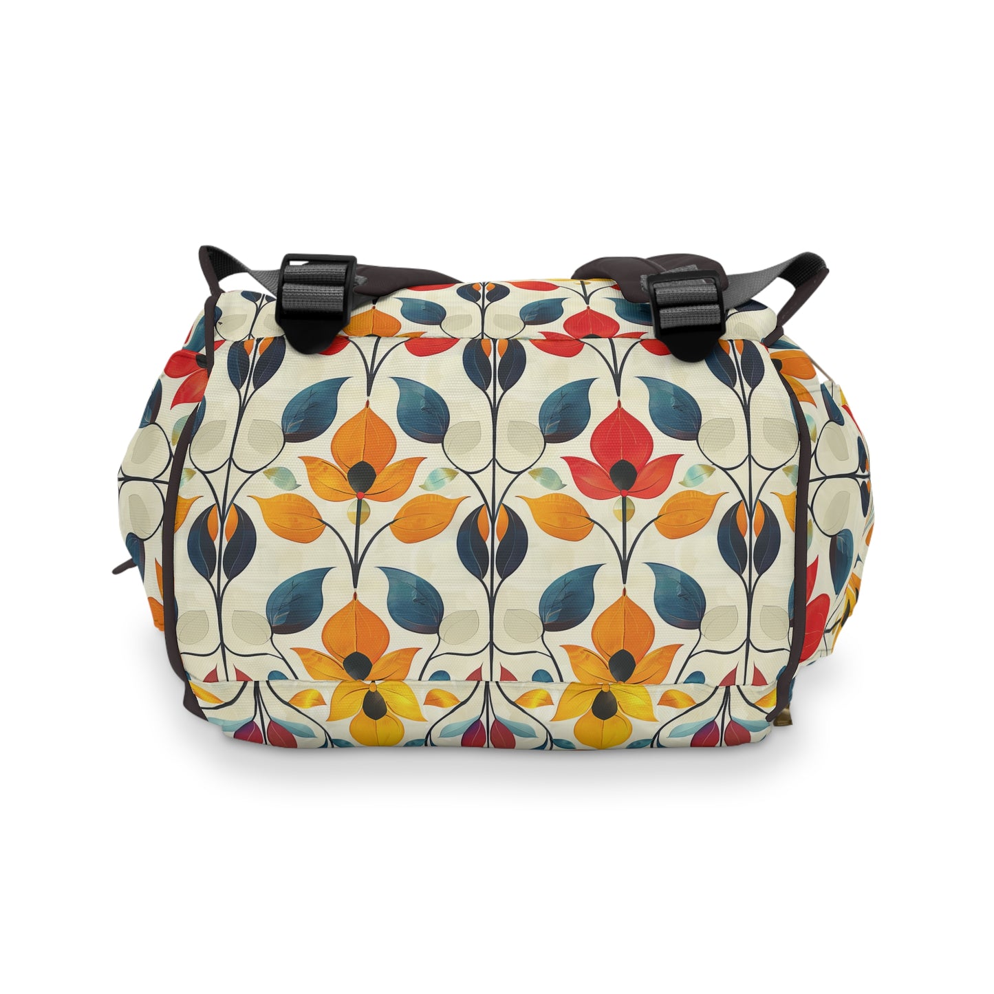 Retro Art Nouveau Vibrant Multicolored Blossoms Multifunctional Diaper Backpack