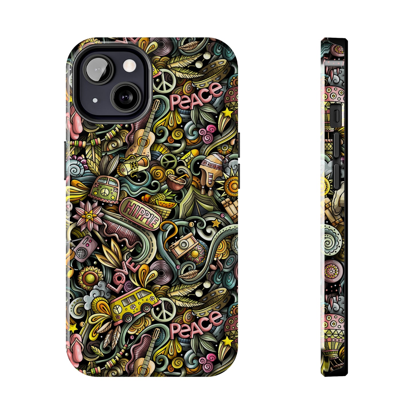 Peace, Love & VW Fun Cartoon Design Iphone Tough Phone Case