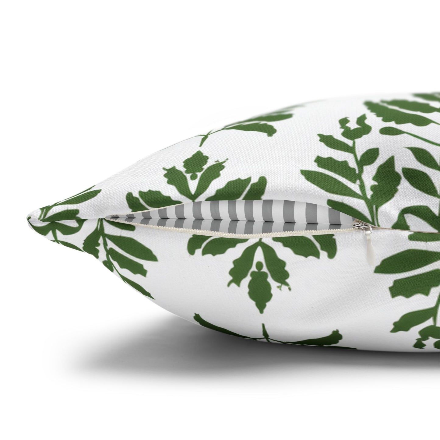 Verdant Harmony in Elegant Green Botanical Block Print Pattern Spun Polyester Square Pillowcase 4 Sizes