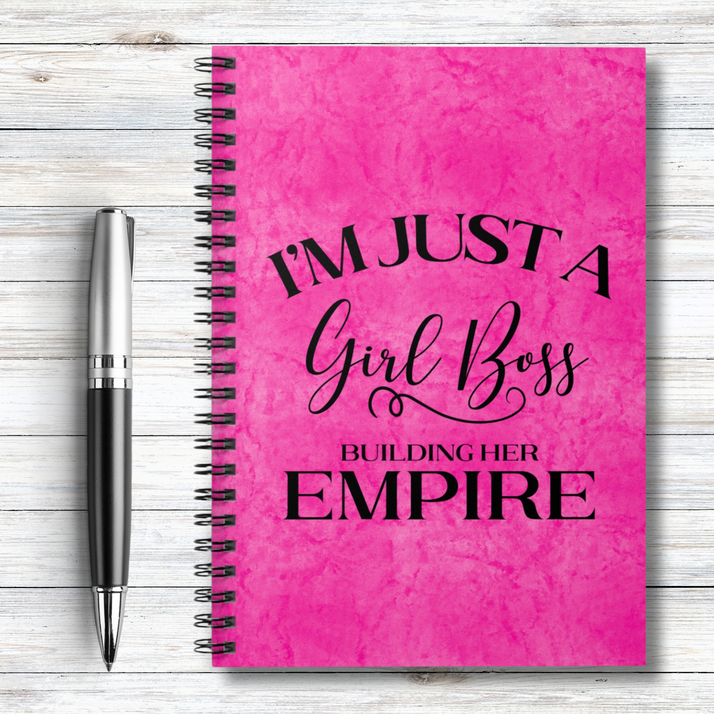 I'm Just A Girl Boss Building Her Empire Pink & Black  - Spiral Notebook Ruled Line 6"x8"