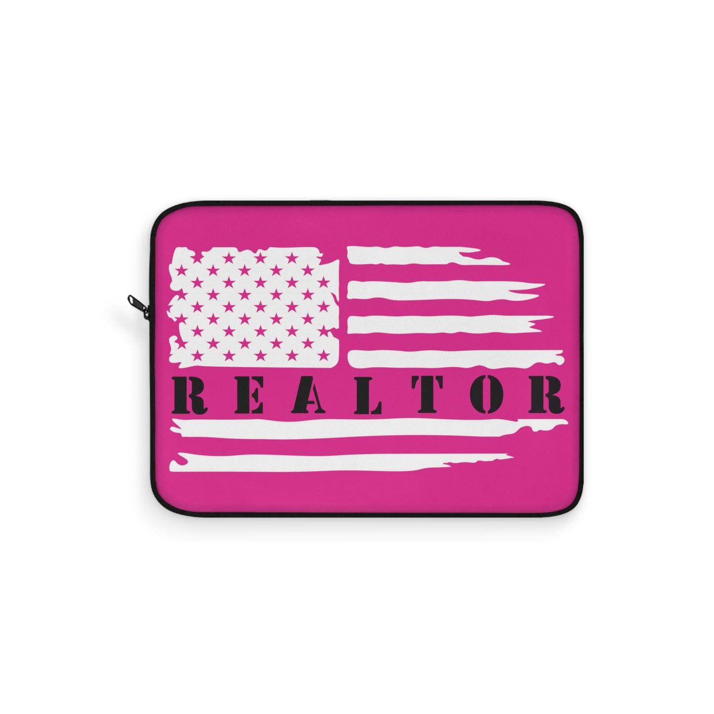 American Flag & Realtor Pink & Black Laptop or Ipad Protective Sleeve 3 Sizes