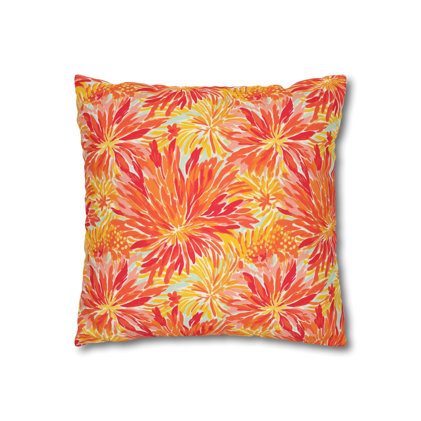 Golden Citrus Blooms: Vibrant Orange and Yellow Watercolor Flowers Spun Polyester Square Pillowcase 4 Sizes