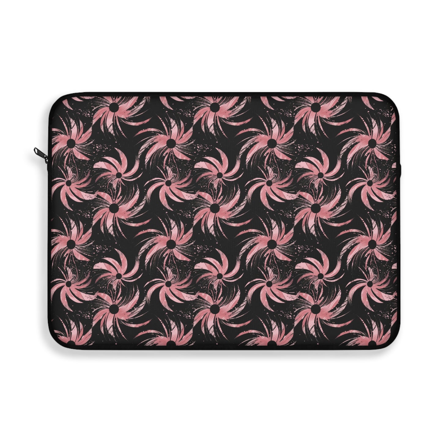 Stellar Blooms of Cosmic Pink on Midnight Black Design Laptop or Ipad Protective Sleeve 3 Sizes Available