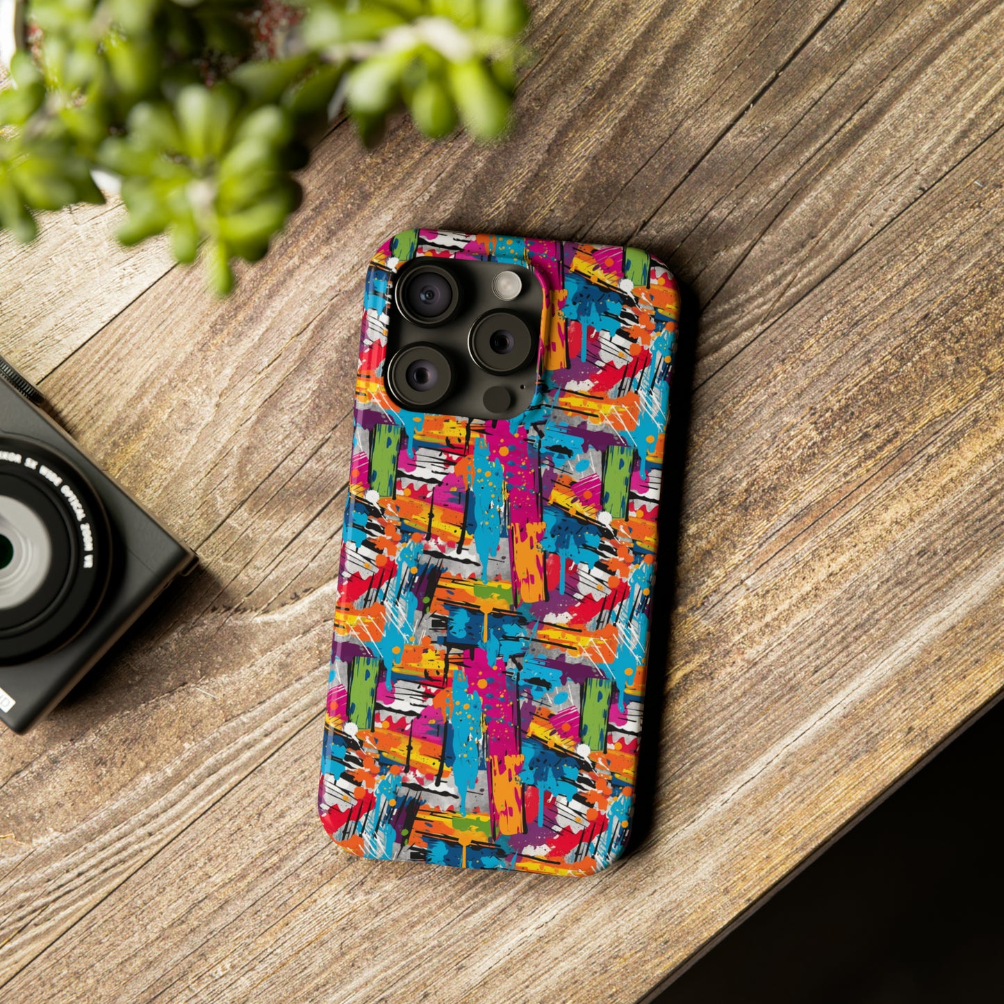 Abstract Brush Painted Colorful Design Iphone 15-12 Slim Phone Case