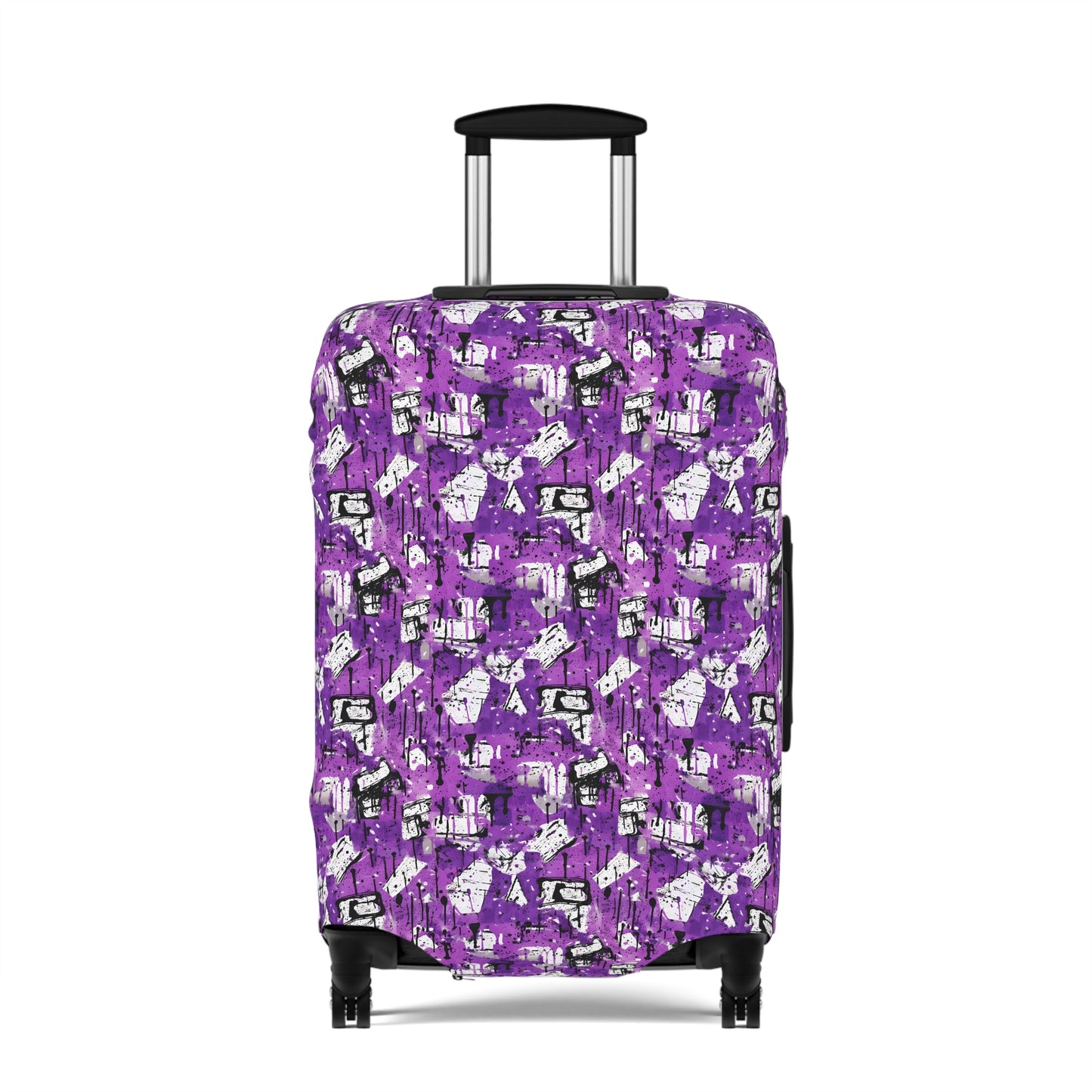 Black, White and Purple Graffiti Abstract Art  - Luggage Protector and Cover 3 Sizes