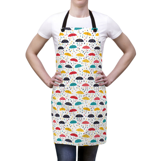 April Showers Parade in A Cheerful Dance of Colorful Umbrellas and Playful Raindrops Kitchen Chef Apron