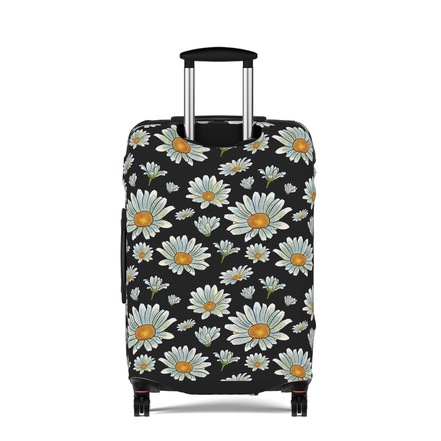 Large Watercolor Summer Daisies Blooming Against a Bold Black Background  - Luggage Protector and Cover 3 Sizes