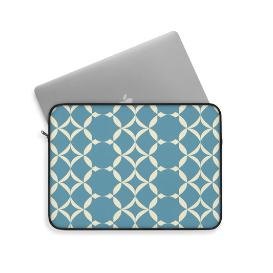 Modern Chic Aqua and Cream Geometric Pattern Laptop or Ipad Protective Sleeve 3 Sizes Available