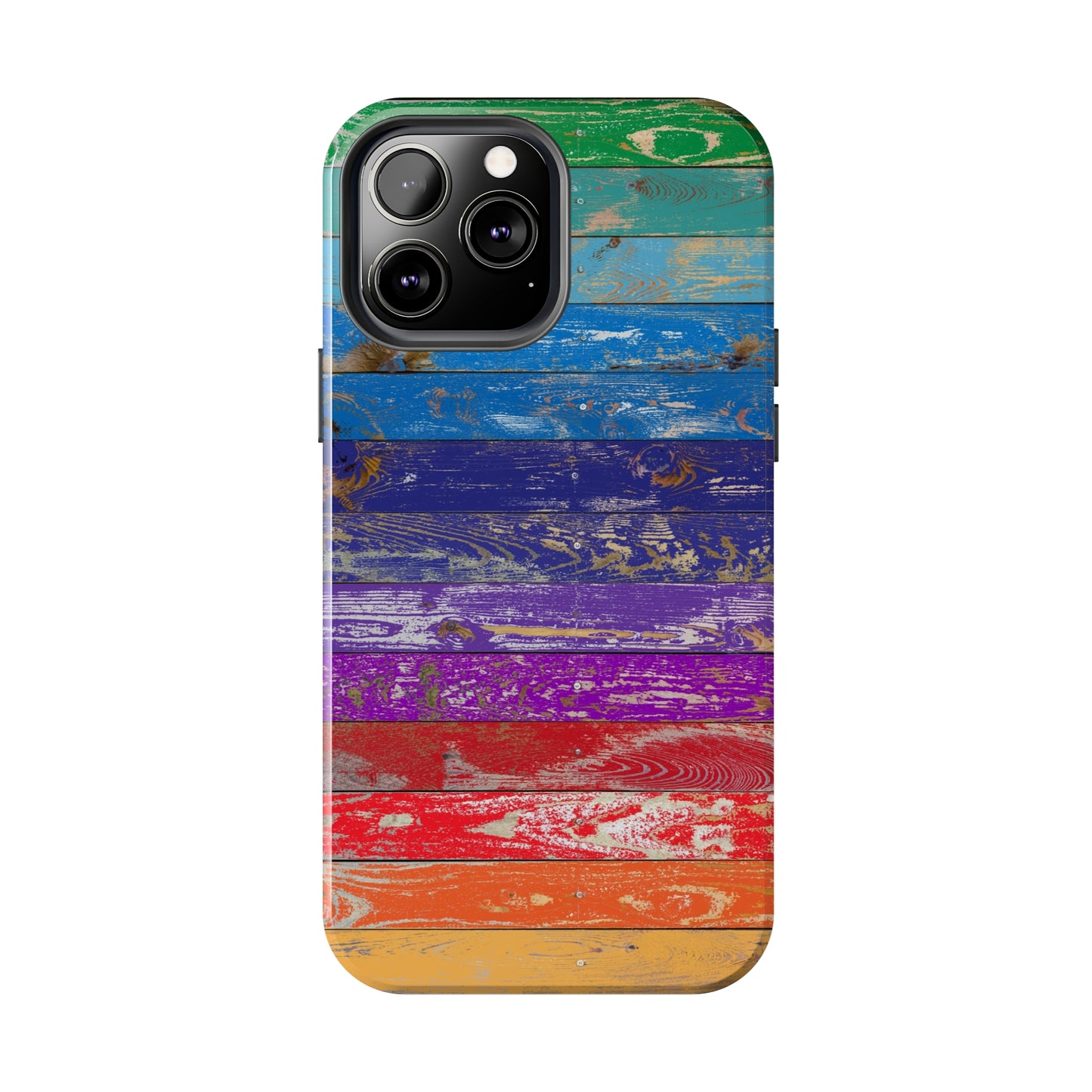 Rainbow Wood Planks Iphone Tough Phone Case