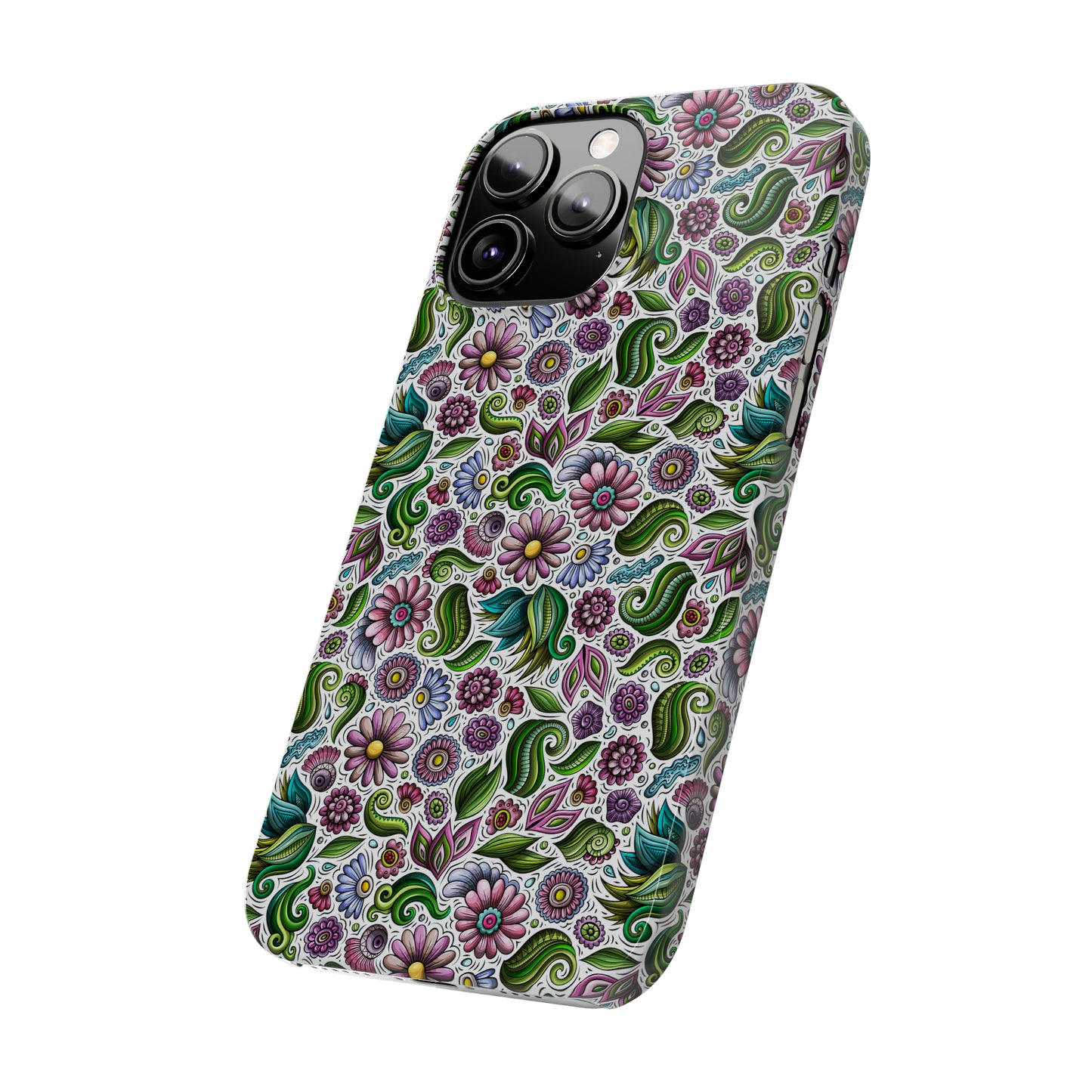 Purple & Pink Daisy Floral Print Iphone 15-12 Slim Phone Case