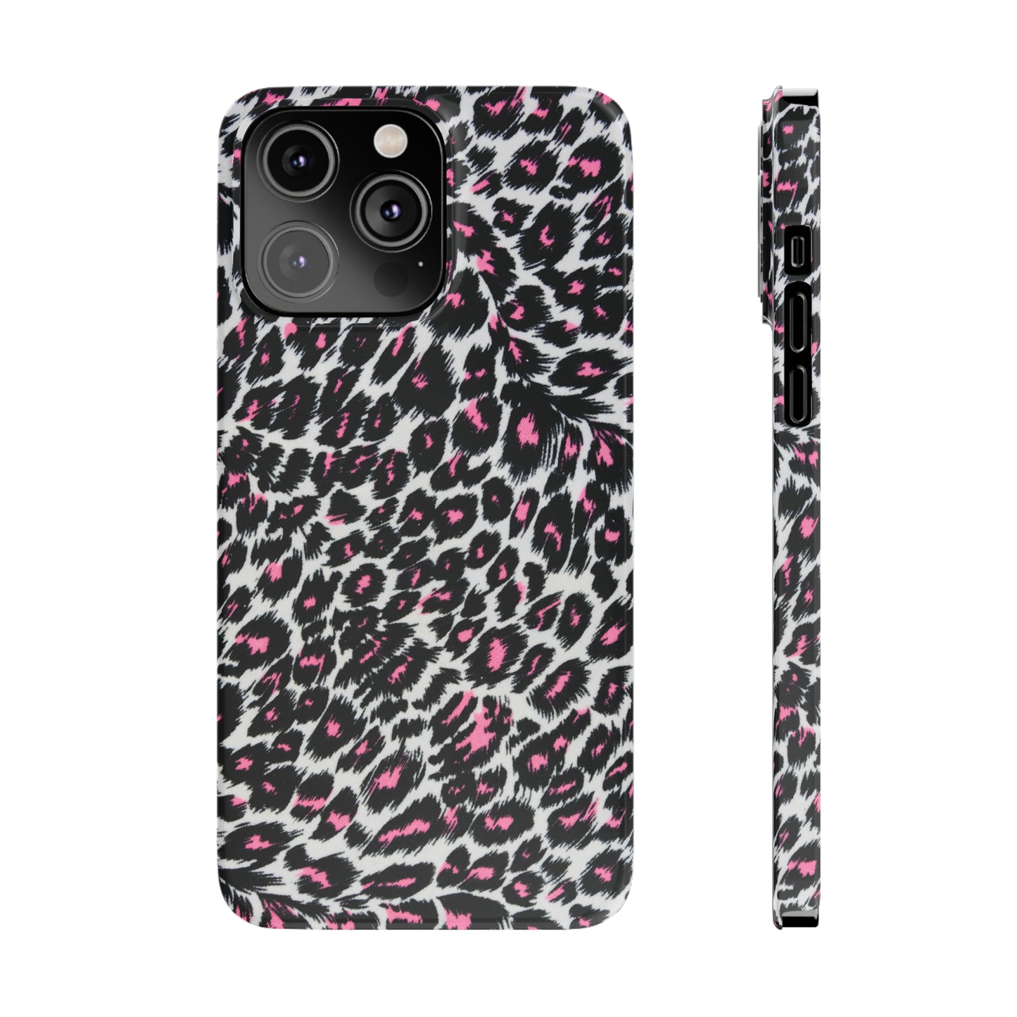 Fierce Femininity Pink and Black Leopard Print Iphone 15-12 Slim Phone Case