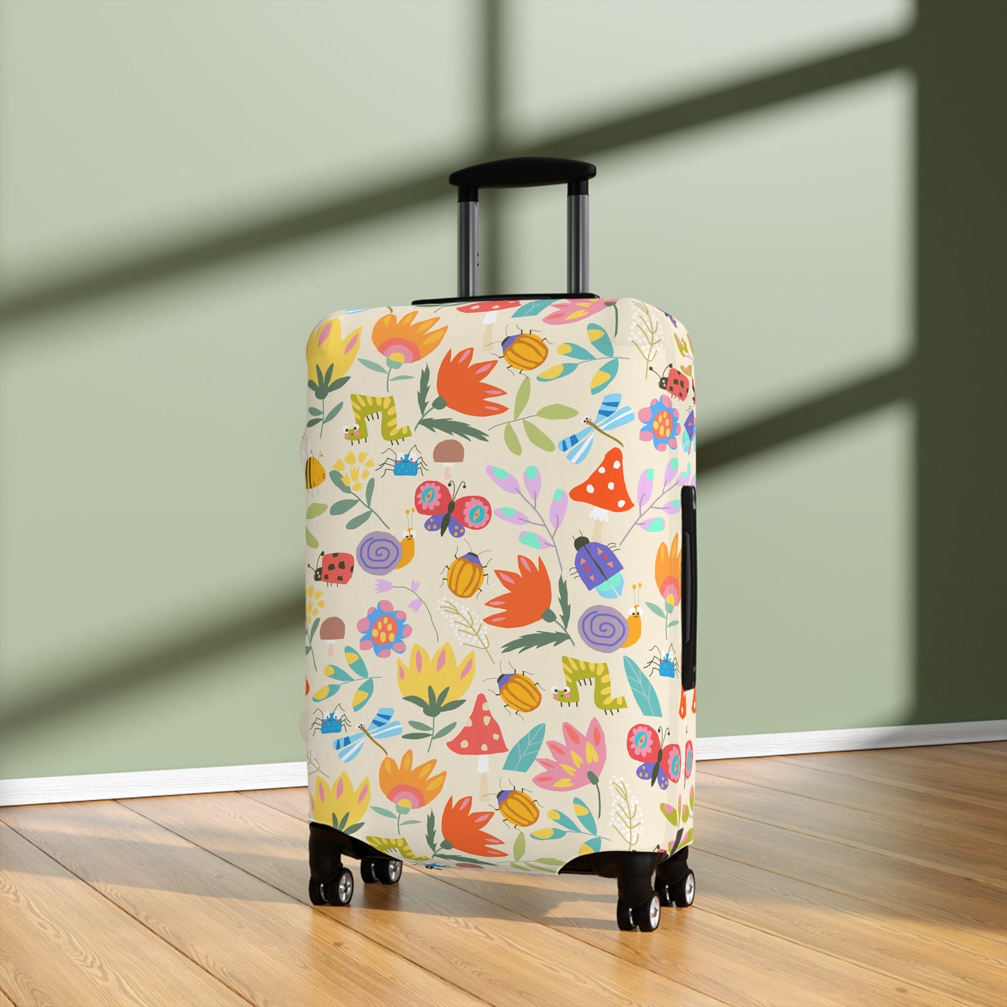 Kids Cartoon, Lady Bugs, Butterflies and Flowers  - Luggage Protector and Cover 3 Sizes