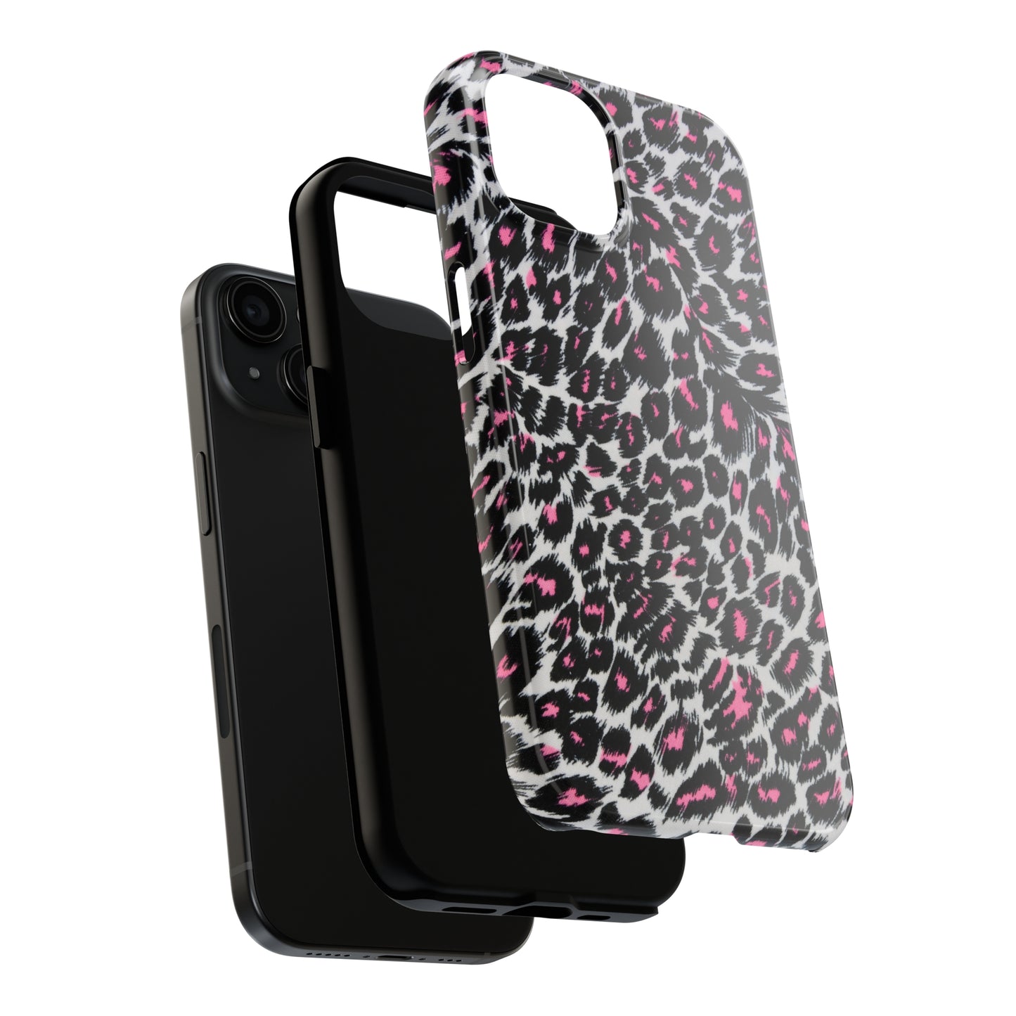 Fierce Femininity Pink and Black Leopard Print Iphone Tough Phone Case