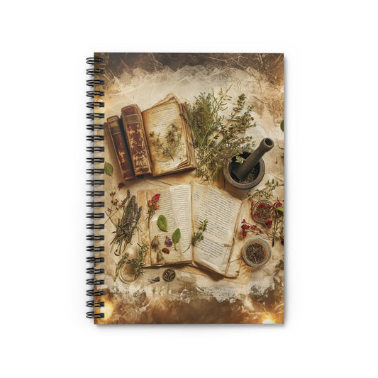 Botanical and Herbal Stone Muddler and Recipe Books - Spiral Notebook Ruled Line 6"x8"