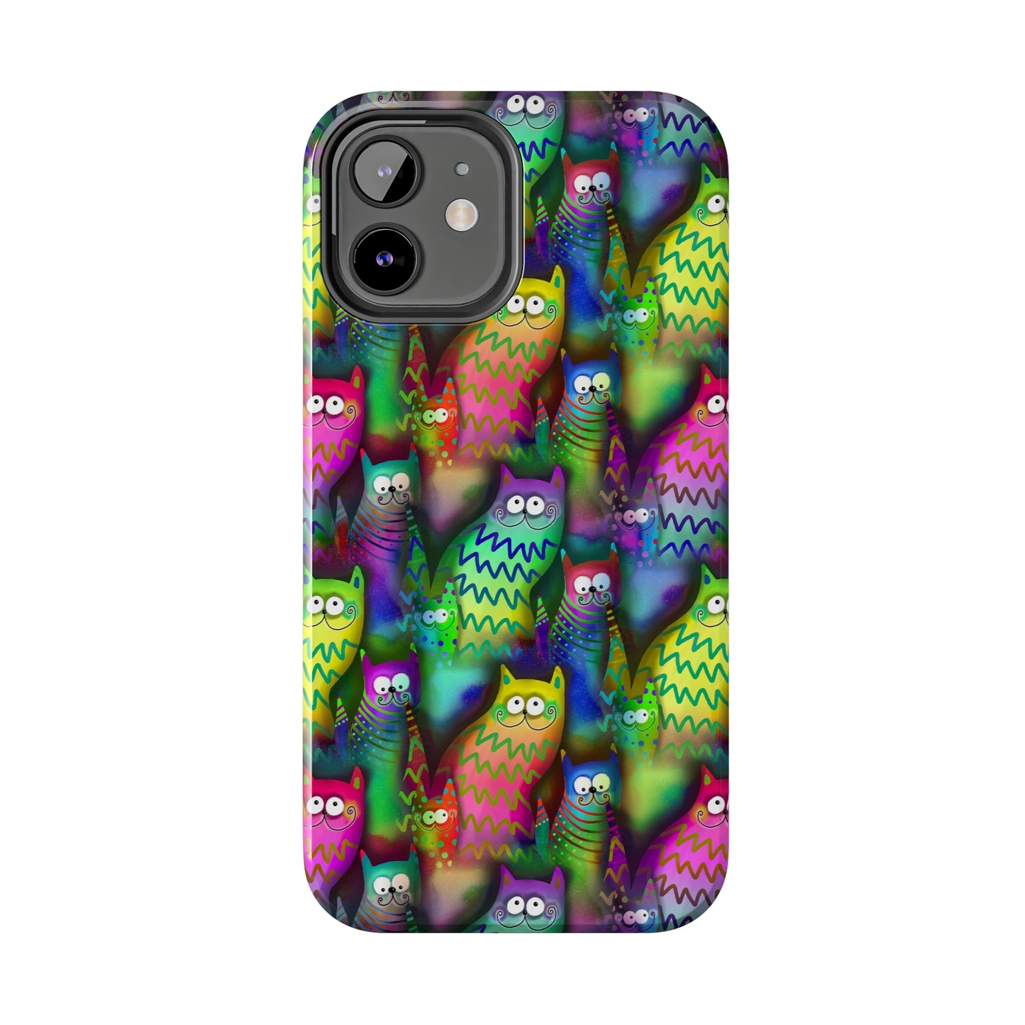 Neon Rainbow Cartoon Cats Iphone Tough Phone Case