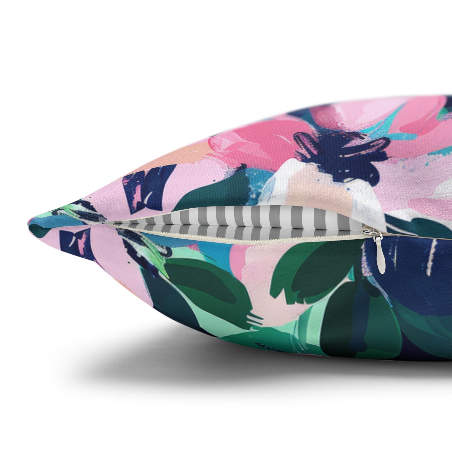 Tranquil Blooms: Muted Blue, Pink, and Green Watercolor Flowers Spun Polyester Square Pillowcase 4 Sizes