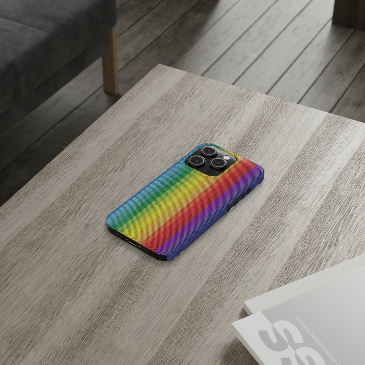 Rainbow Stripe Design Iphone 15-12 Slim Phone Case