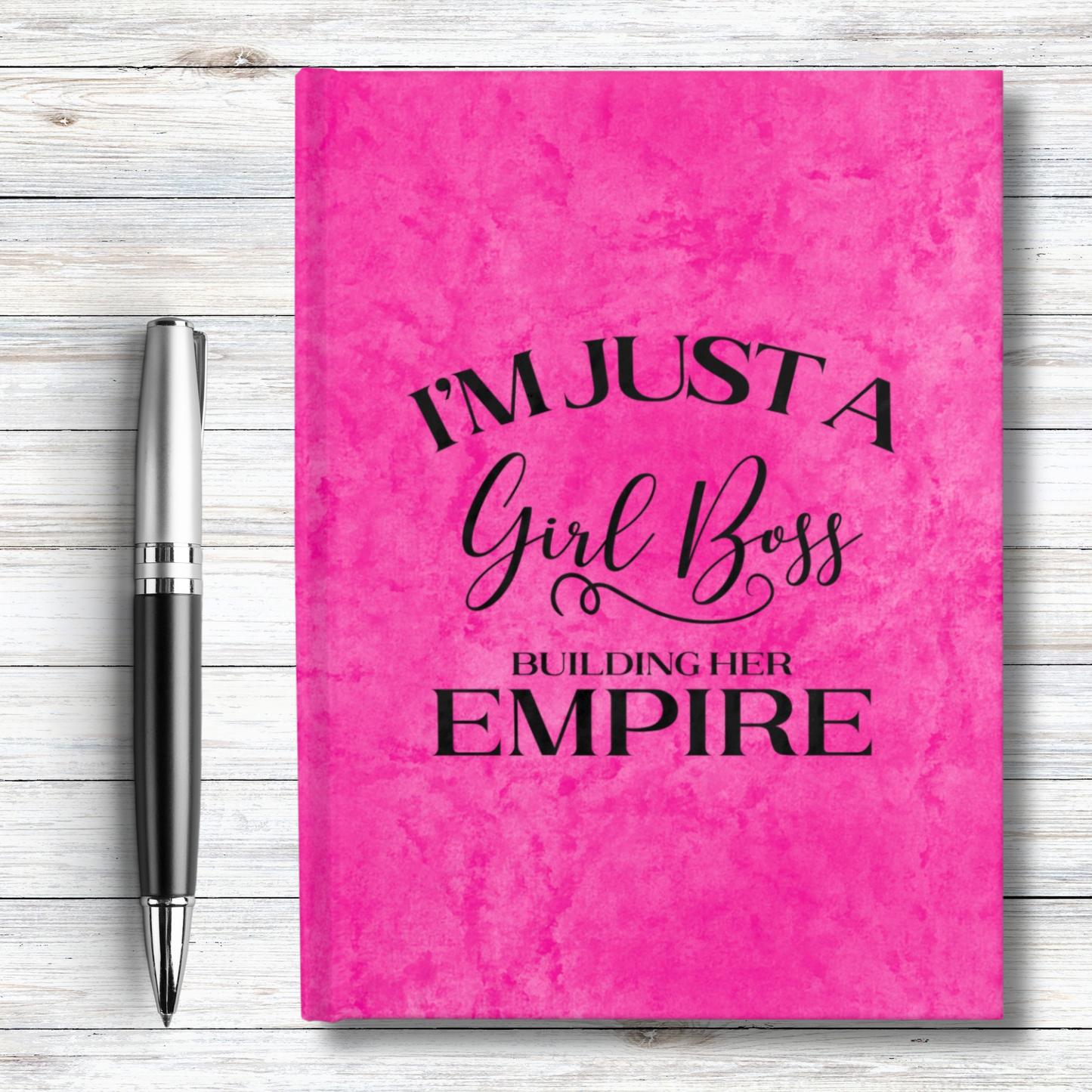 I'm Just A Girl Boss Building Her Empire Pink & Black - Hardcover Ruled Line Journal 5" x 7"