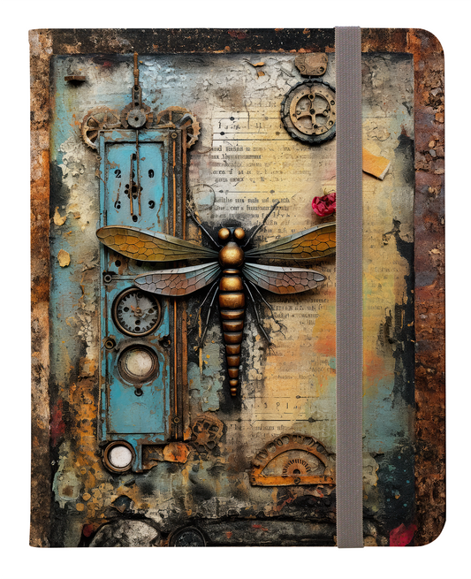 Rustic Steampunk Dragonfly on Aged Manuscript Protective iPad Pro 11 & Pro 12.9 Protective Case and Pencil Holder