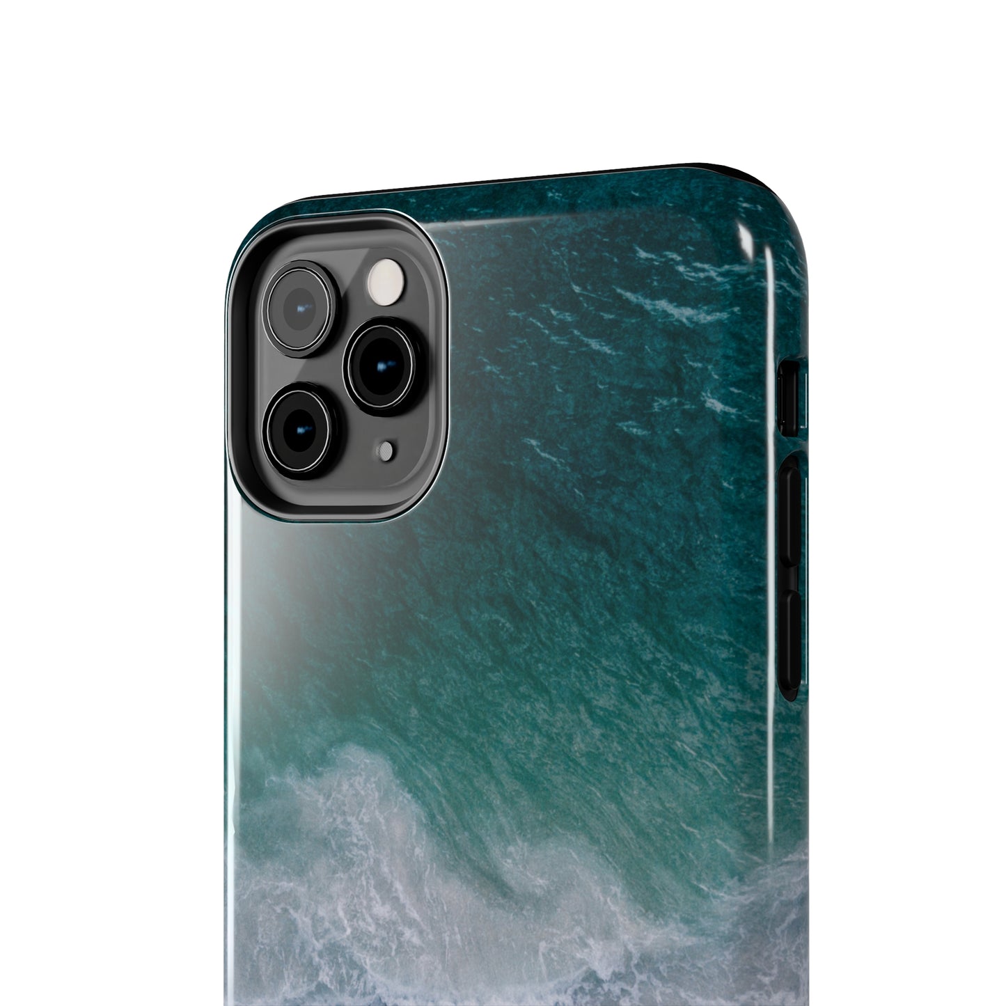 Ocean's Embrace: Deep Green Waters with White Waves Crashing onto the Beach Design Iphone Tough Phone Case