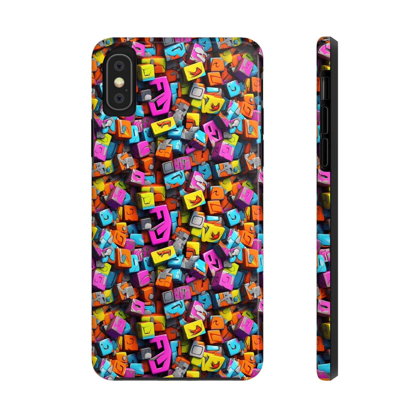 3D Abstract Colorful Block Design Iphone Tough Phone Case