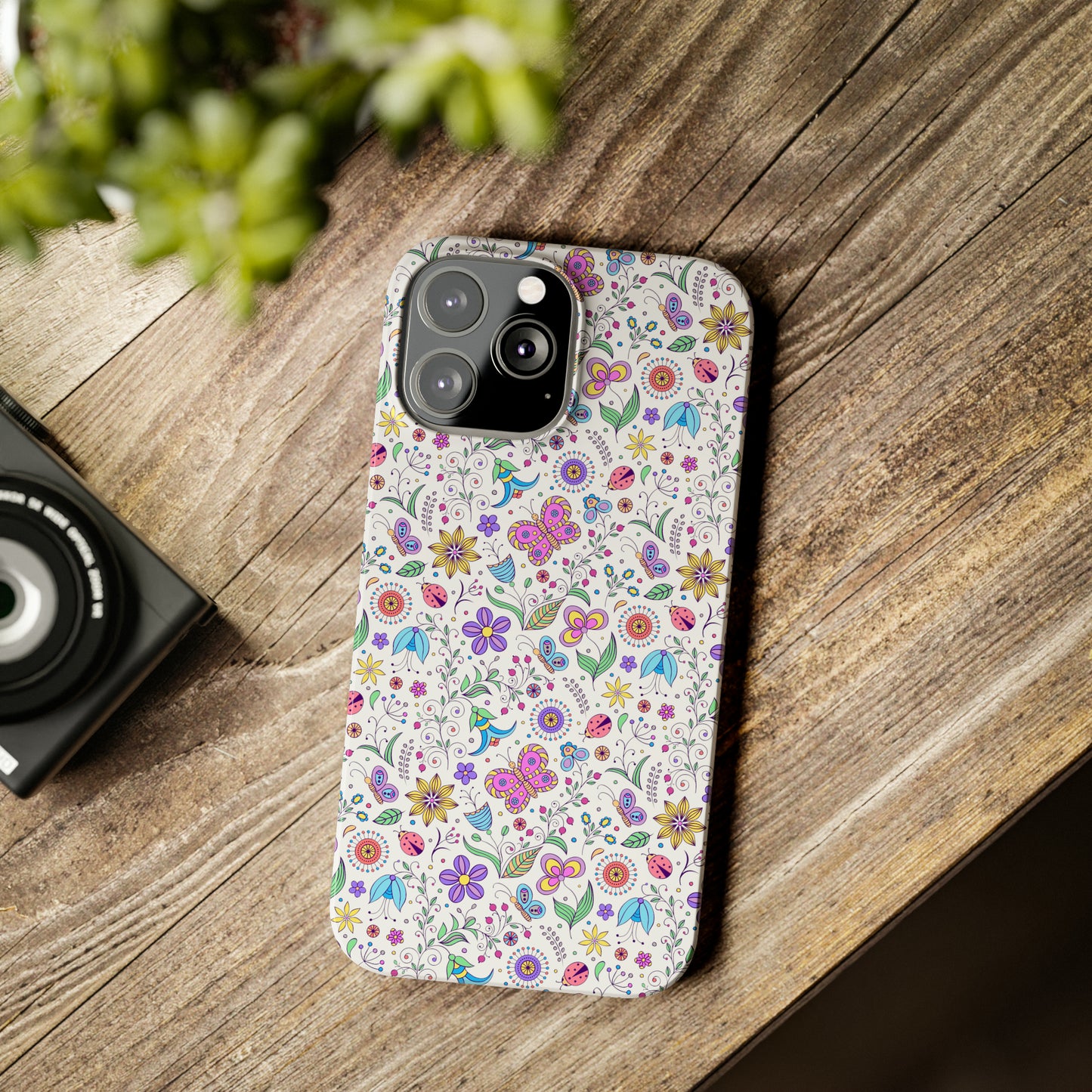 Butterflies and Flowers Iphone 15-12 Slim Phone Case