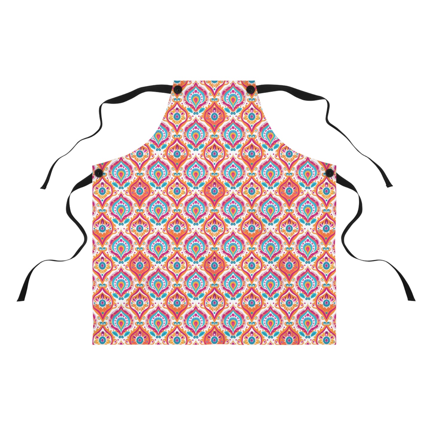 Bohemian Rapture of Floral Harmony in Lush Tangerine and Cerulean Kitchen Chef Apron