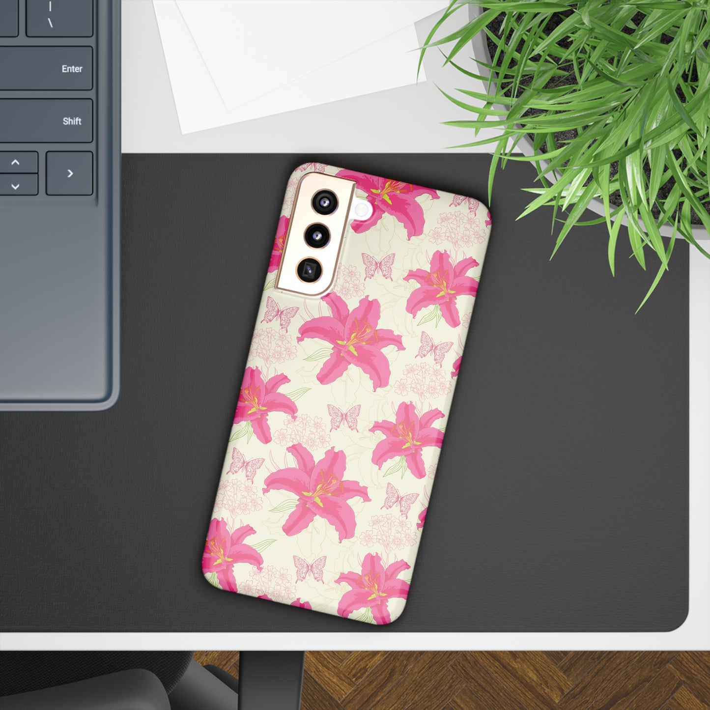 Large Lilies and Butterflies Samsung Slim Cases