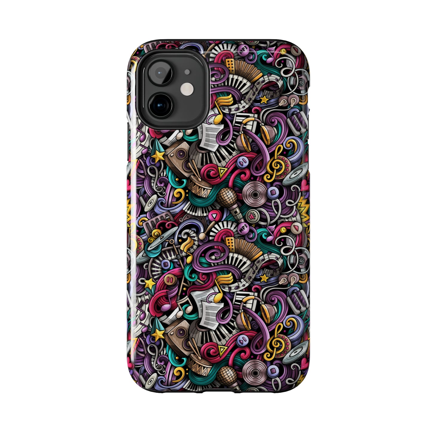 Musical Notes, Sheet Music, Swirls Cartoon Design Iphone Tough Phone Case