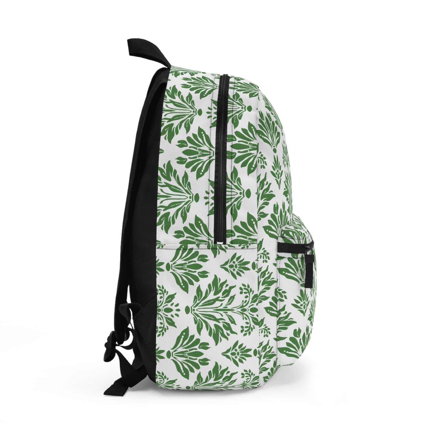 Green Floral Indian Block Print Pattern Lightweight Stylish Durable Backpack (Made in USA)