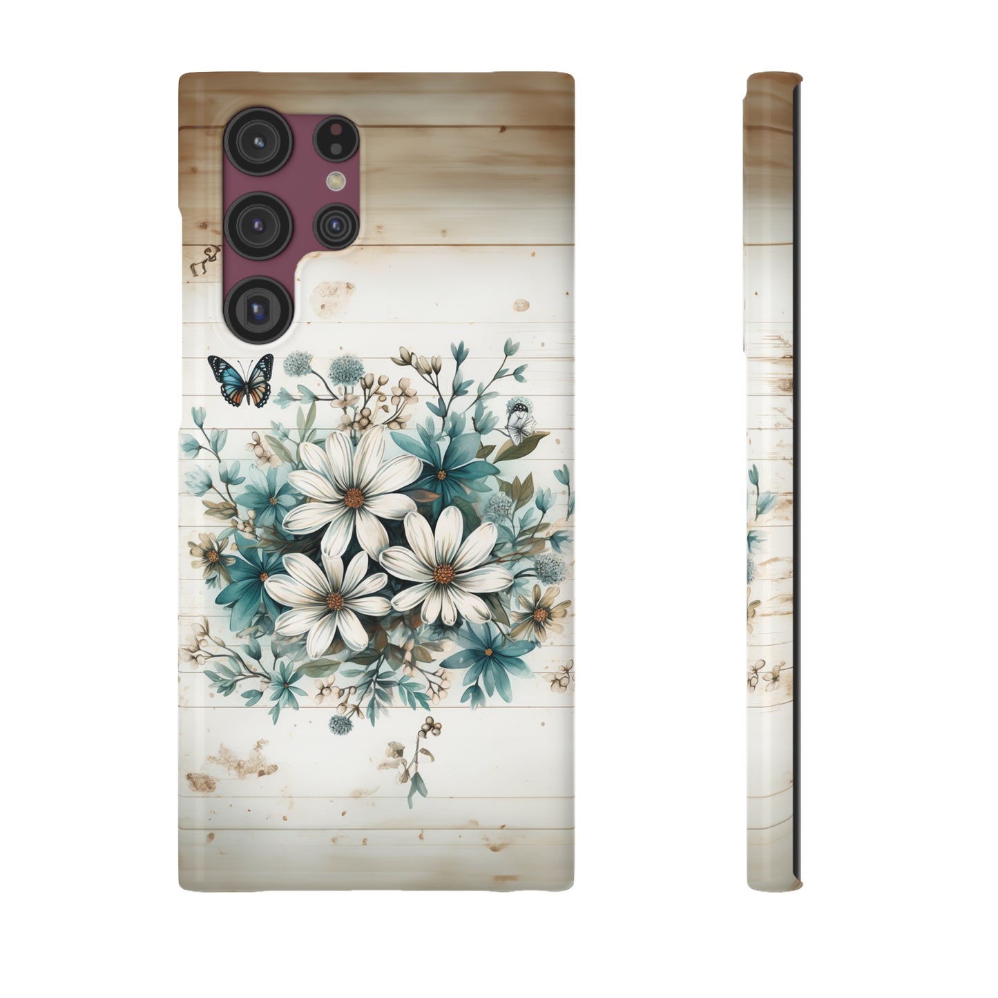 Rustic Charm Bouquet featuring Teal Accents White Wild Daisies with Butterflies  Samsung Slim Cases