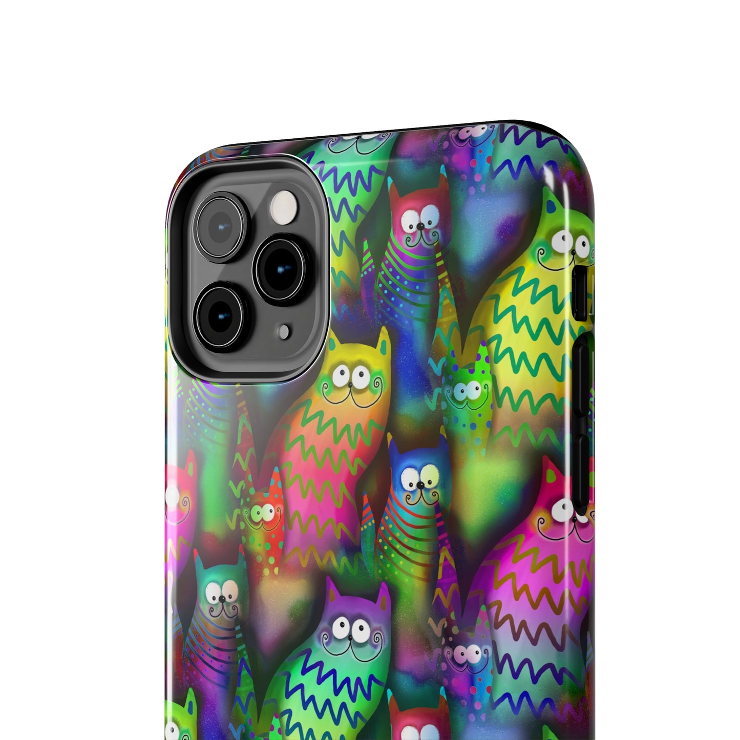 Neon Rainbow Cartoon Cats Iphone Tough Phone Case