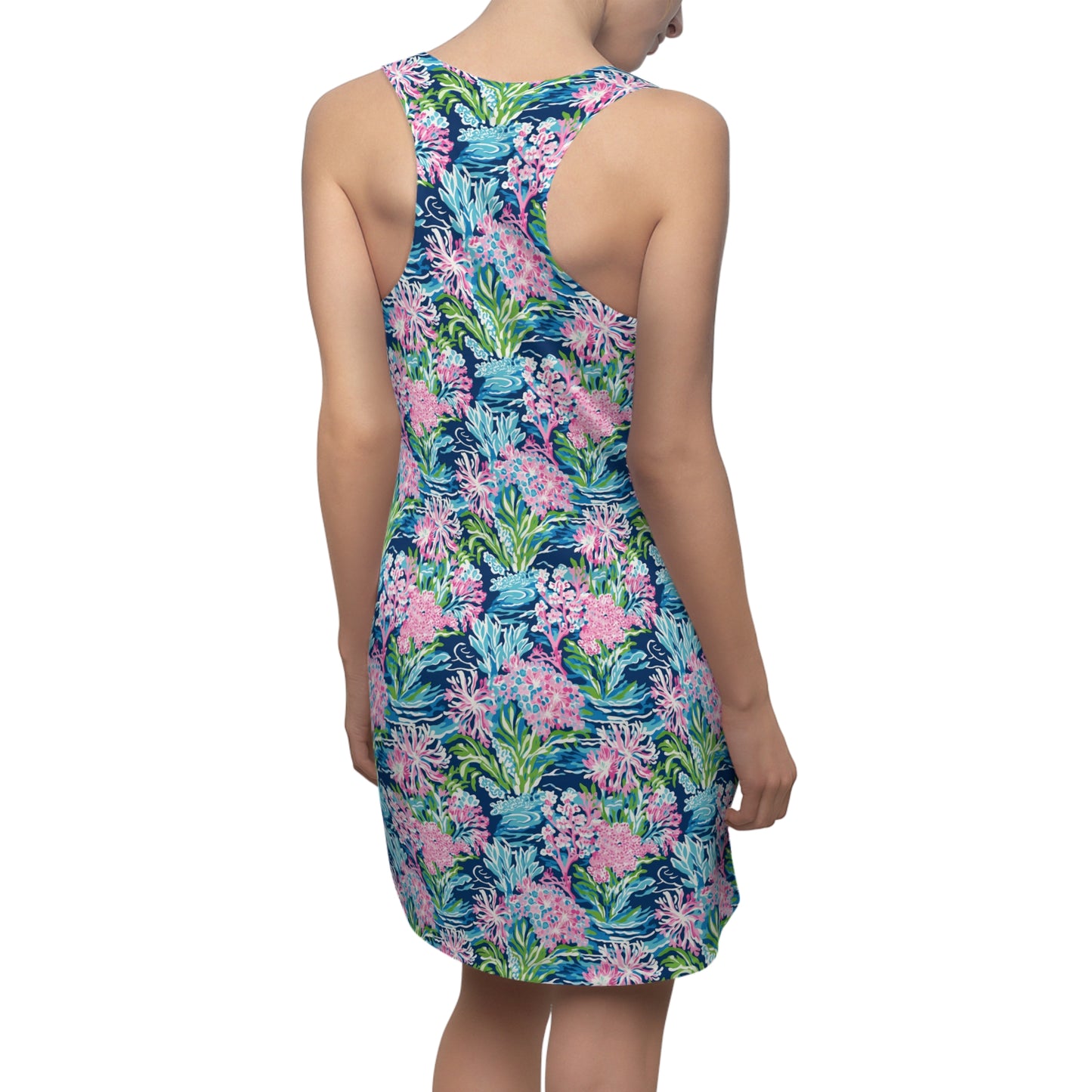 Blush Blossoms: Watercolor   Water Garden Adorned with Pink Flowers Women's Racerback Dress XS - 2XL