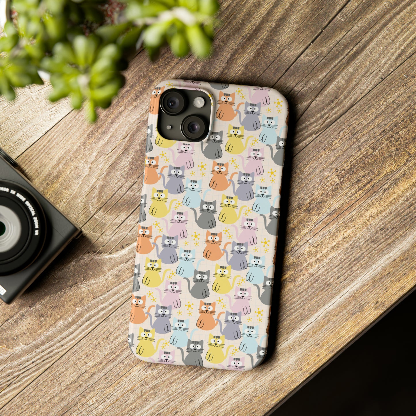 Adorable Cartoon Kitties: Pastel-Colored and Overflowing with Cuteness Iphone 15-12 Slim Phone Case