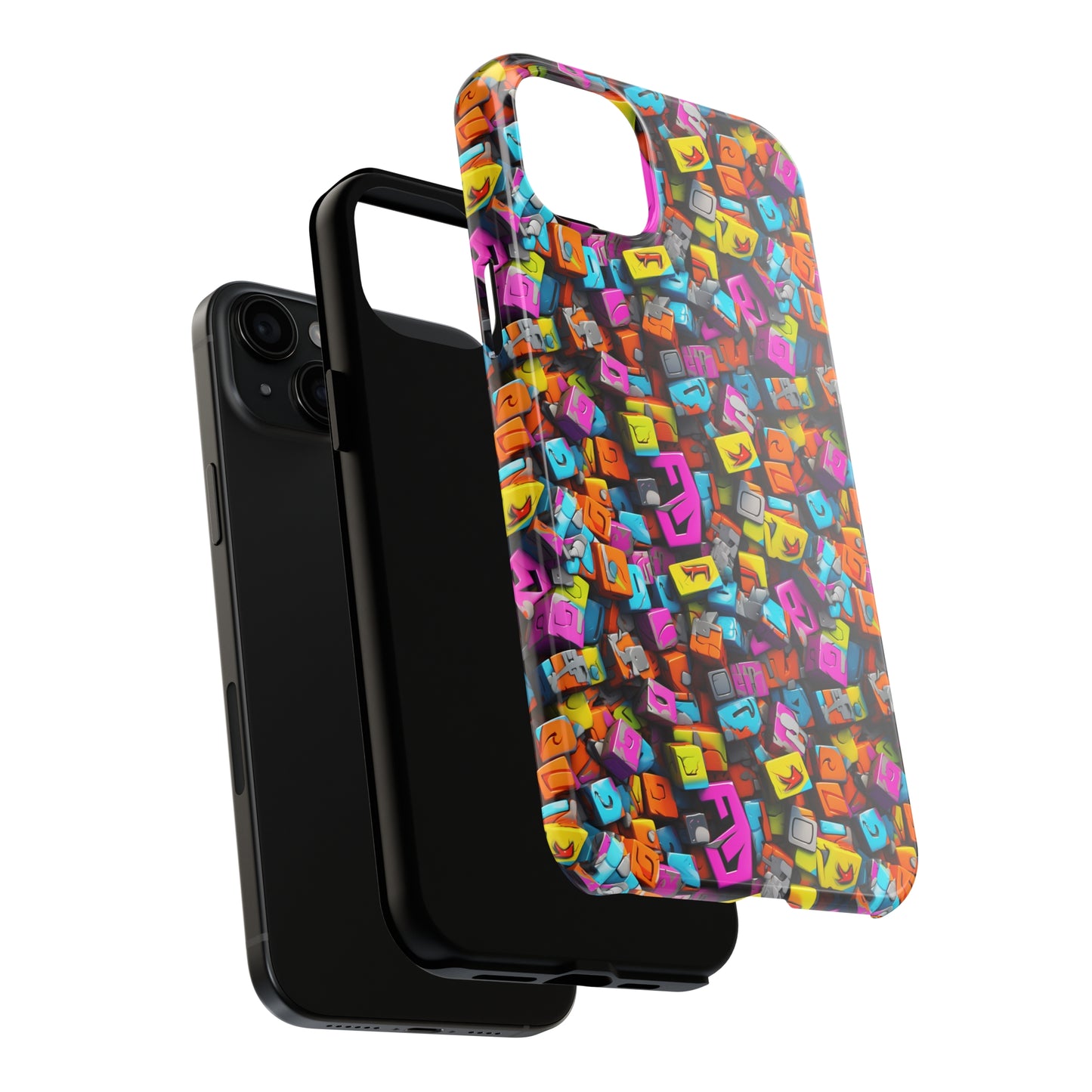 3D Abstract Colorful Block Design Iphone Tough Phone Case