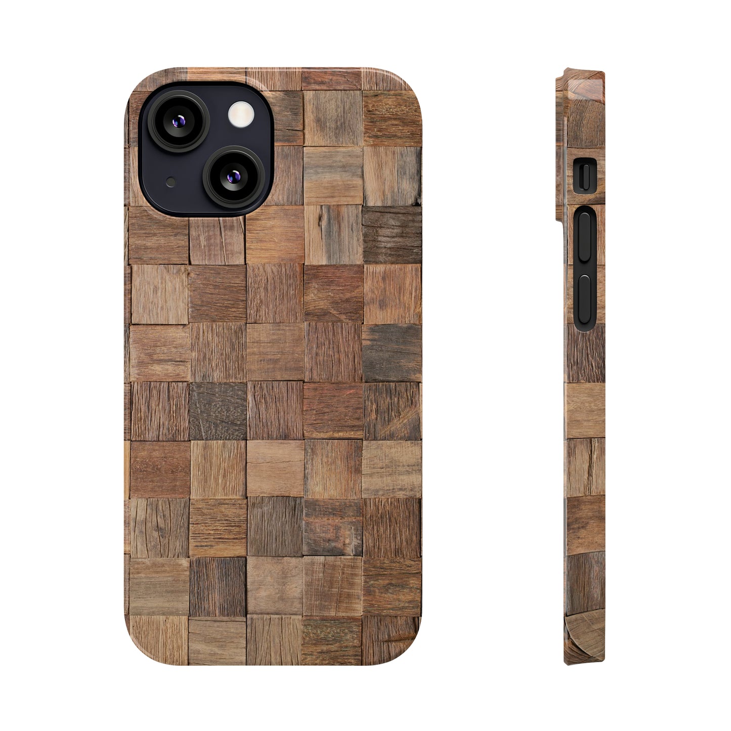 Organic Elegance Natural Woven Wood Design Design Iphone 15-12 Slim Phone Case