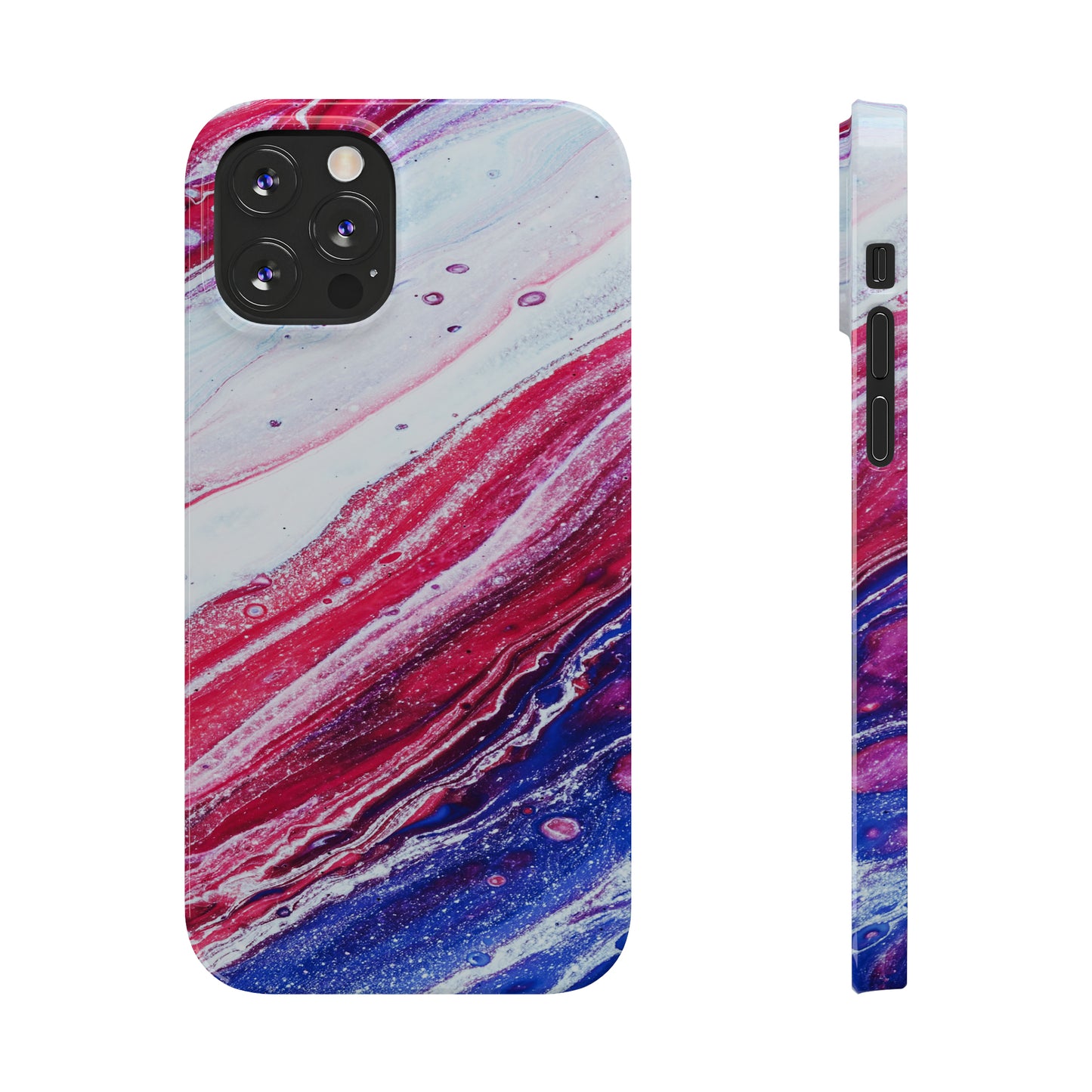 Red White and Blue Alcohol Ink Design Iphone 15-12 Slim Phone Case