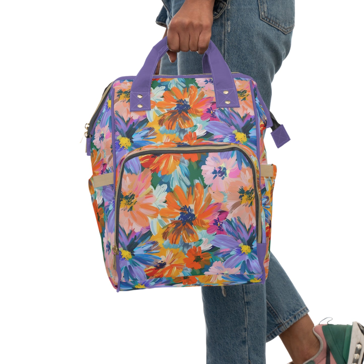 Soft Serenity: Pastel Watercolor Floral Blooms Multifunctional Diaper Backpack