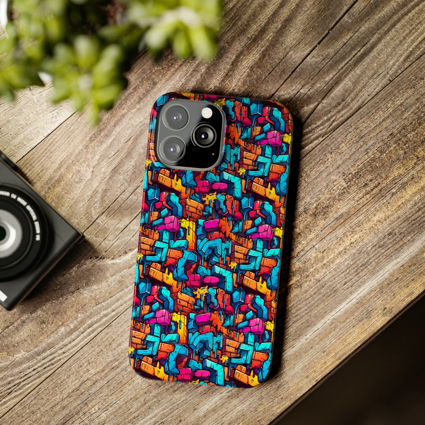 3D Rainbow Colored Graphic Blocks Design Iphone 15-12 Slim Phone Case