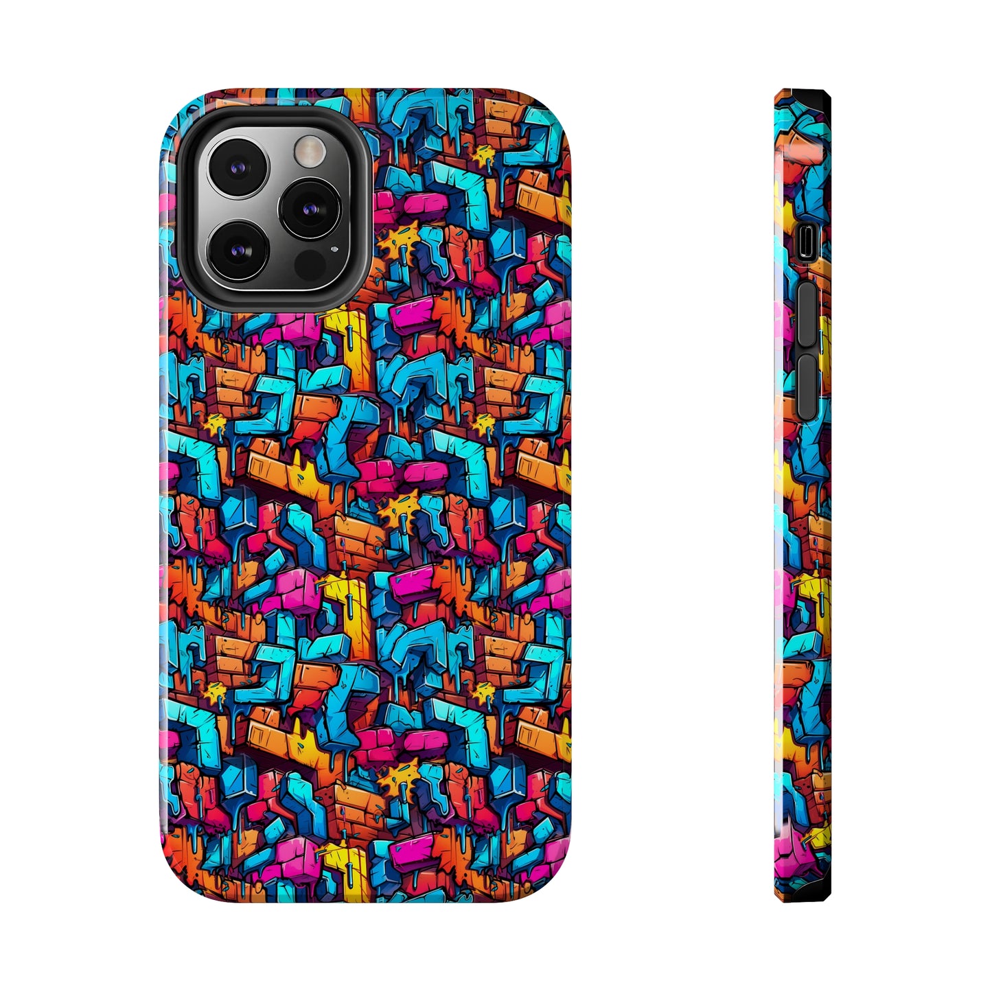 3D Rainbow Colored Graphic Blocks Design Iphone Tough Phone Case